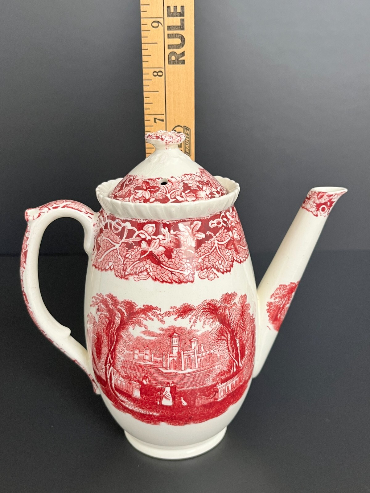 Antique MASON'S VISTA Patent Ironstone England Pink Coffee Tea Pot & Lid 1920s