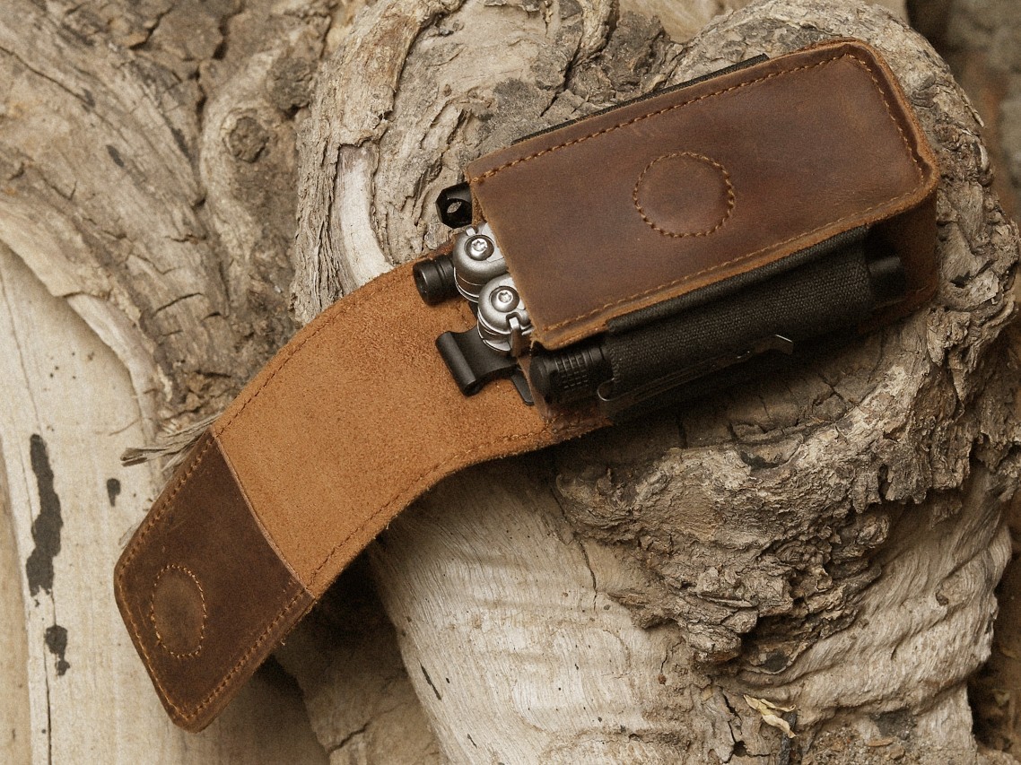 NUTUCH Leather EDC Multitool Sheath with Flip Closure | Leather EDC Organizer