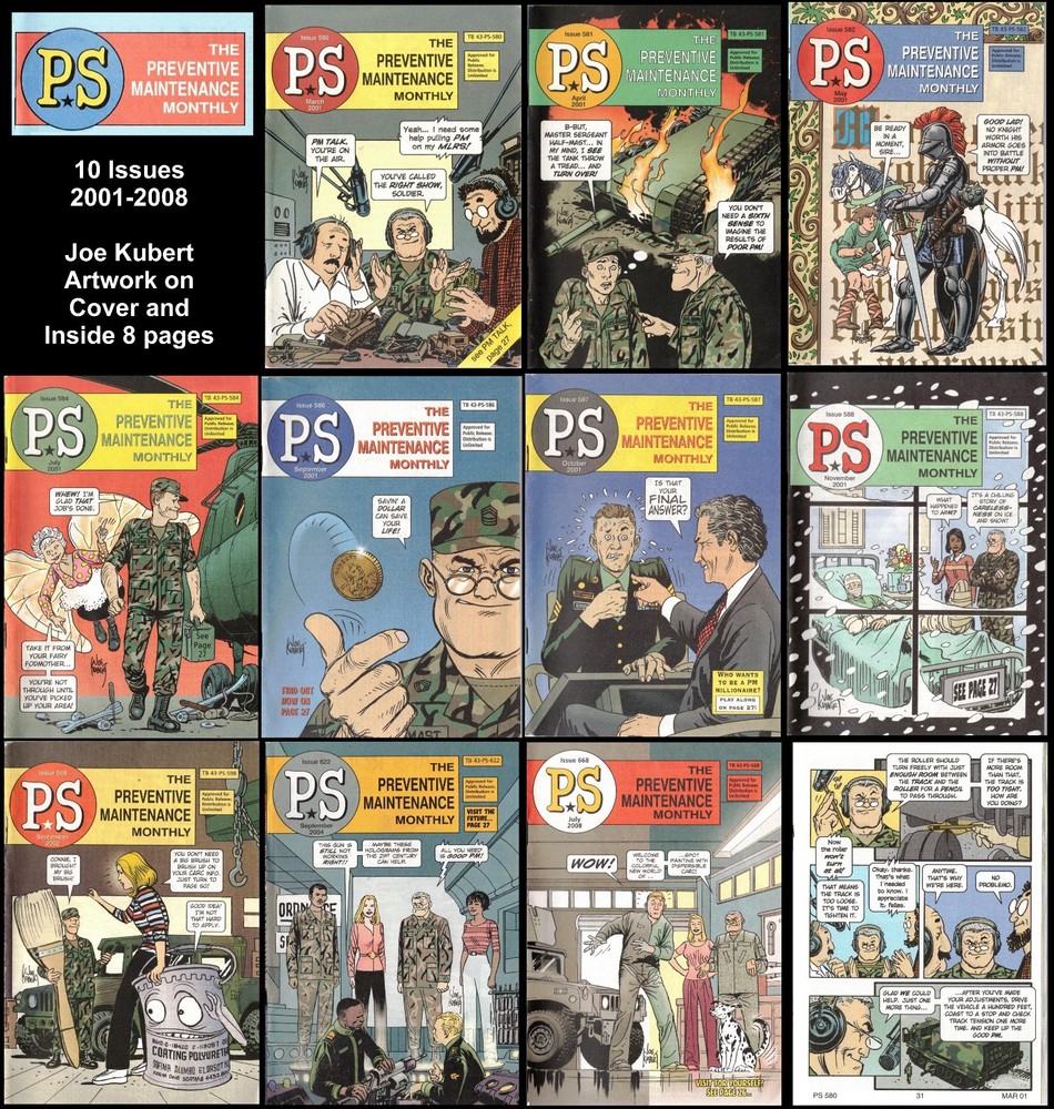 PS: PREVENTIVE MAINTENANCE MONTHLY~ 2001-08~ 10 Issues~ Joe Kubert Artwork~ MINT
