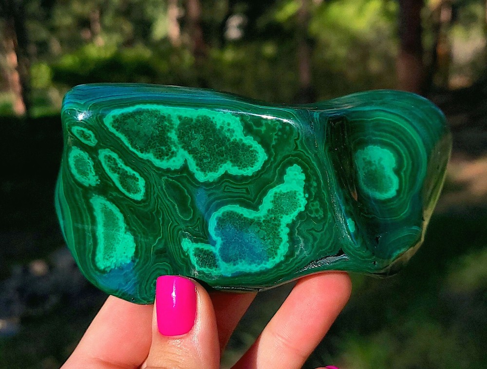 Polished Malachite Freeform From Congo 12.4 Cm's