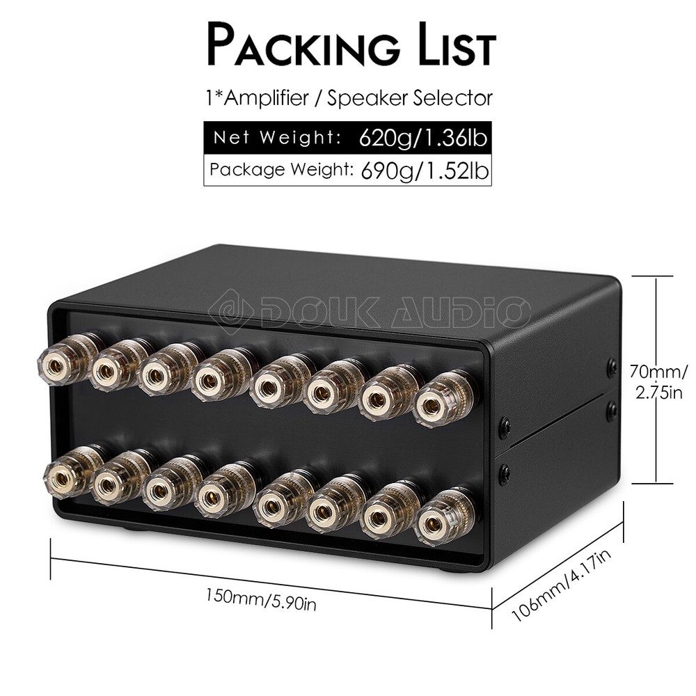 Passive 2-IN-2-OUT Power Amplifier / Speaker Switch Box A/B Selector Splitter