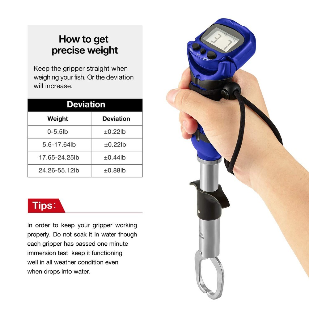 Fish Gripper with Digital Fish Scale Memory Function Fishing Scale Save Up to...