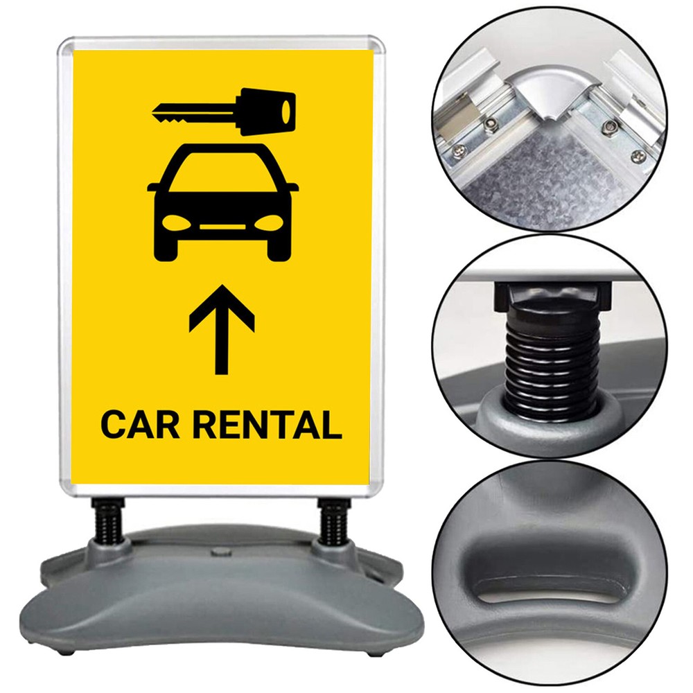 poster display rack 23" x 33", double-sided, water injection base with spring