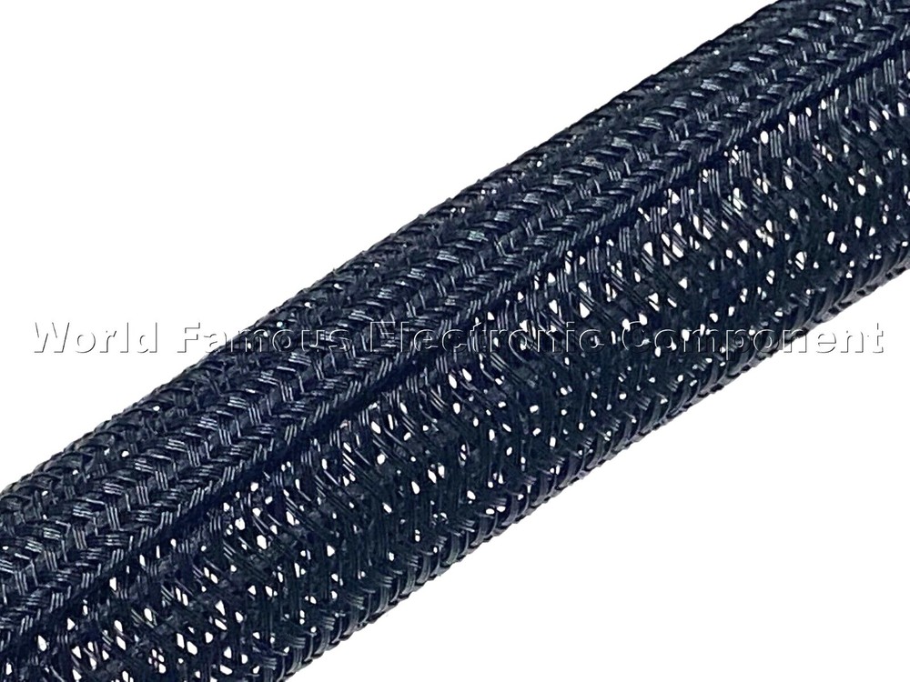 F6N1.50BK 1.5" Black Split Braided Cable Sleeving , Split Loom , Wrap ,USA