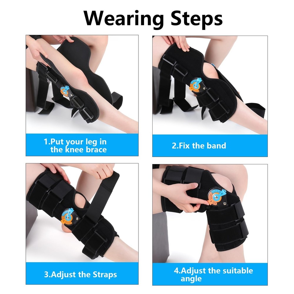 Hinged ROM Knee Braces Adjustable Knee Immobilizer Support for Knee... Fast Ship