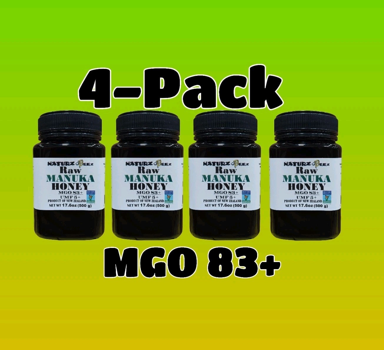 MANUKA HONEY 4 PACK MGO 83+ UMF 5+ 1.1Lb 500g