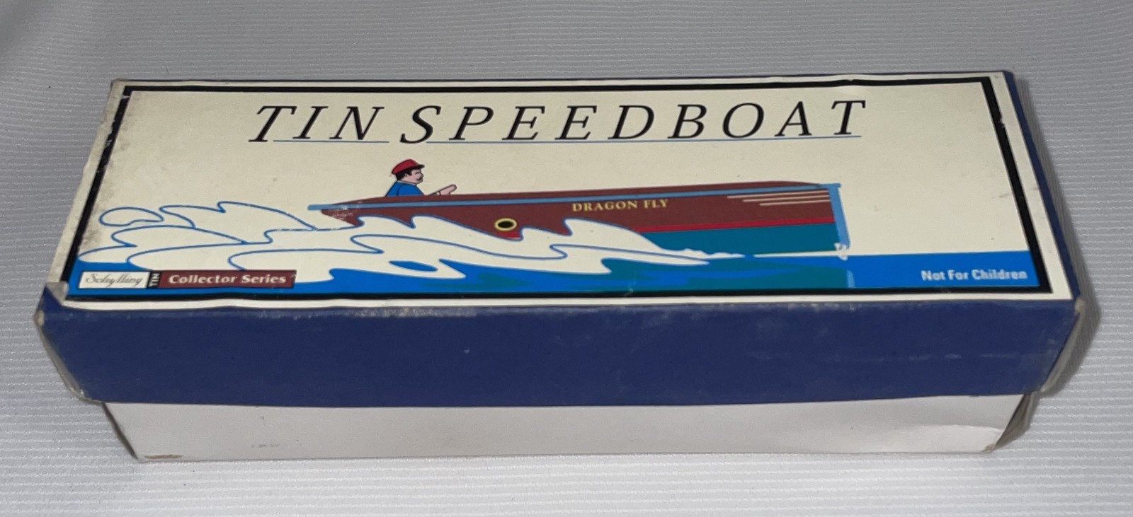 Vintage 1996 Schylling Tin Speed Boat Dragonfly Wind Up Toy Original Box