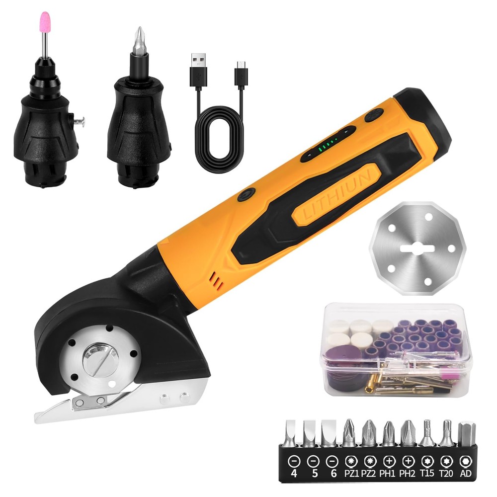 4-In-1 Cordless Electric Scissors,90pcs Multi-Functional 4V Cardboard Cutter ...