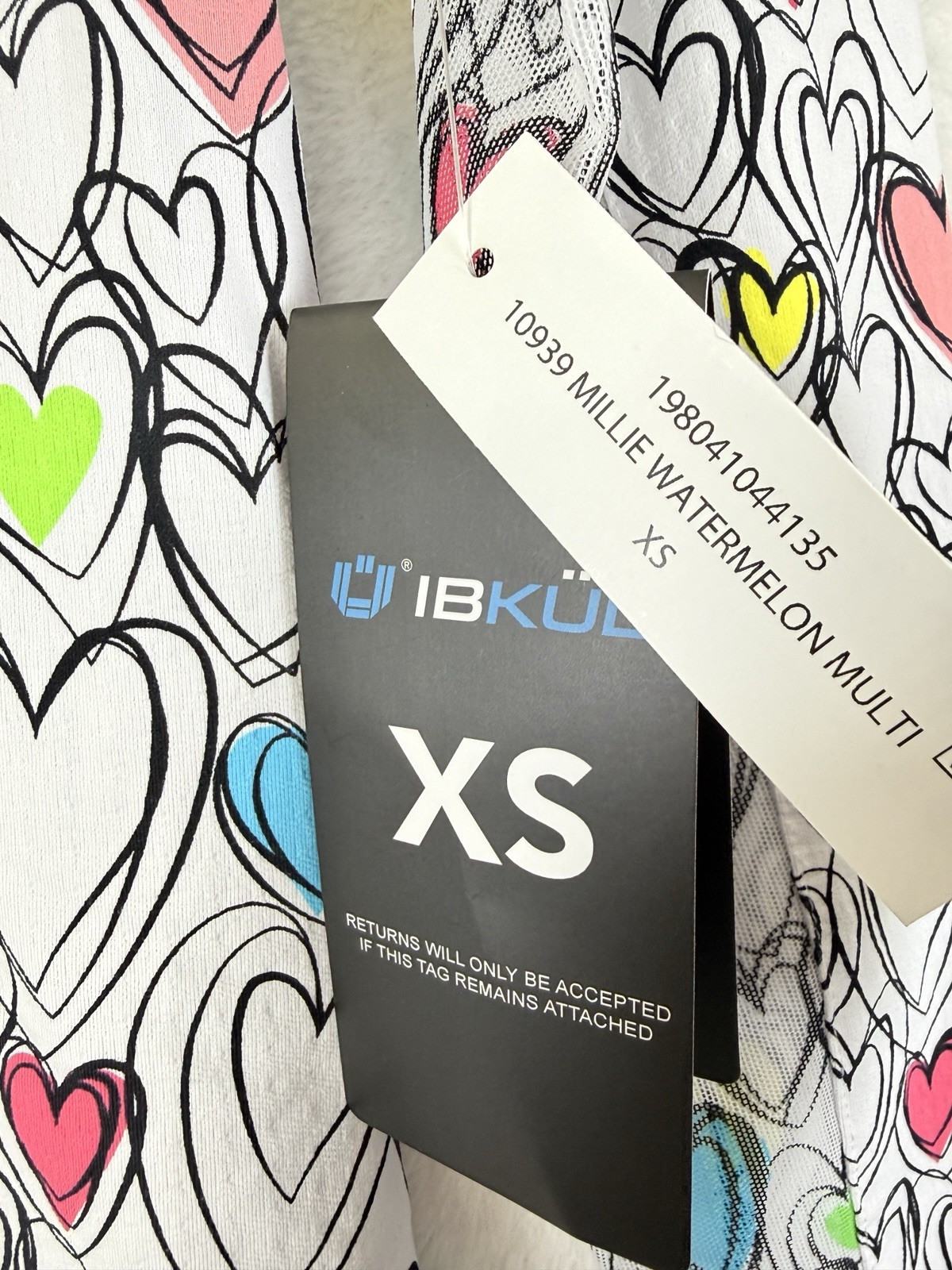 IBKUL Womens Long Sleeve Top XS 1/4 Zip Mock Neck Millie Hearts White Pink Golf