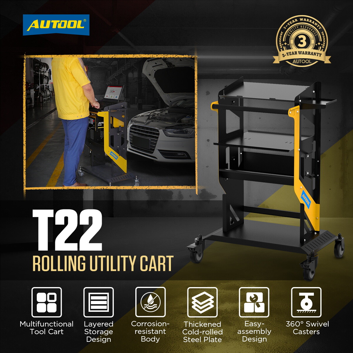 Automotive Diagnostic Service Rolling Trolley Mechanics Rolling Cart Workshops