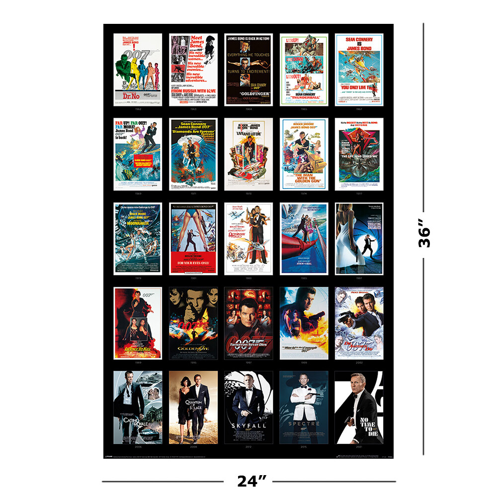 James Bond 007 - Movie Poster (25 Movie Posters Montage) (Size: 24" x 36")