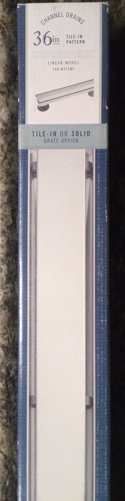B &K 36” Linear Channel Drain Brushed Nickel w/ Tile Insert Optional