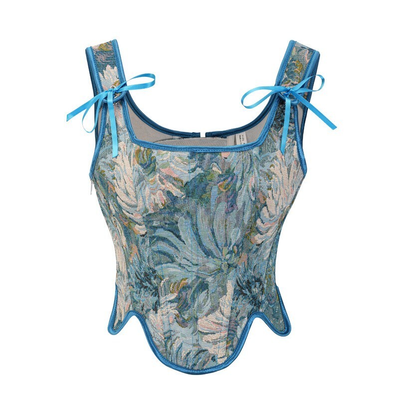 Victorian Lace-up Irregular Hem Corset Top Renaissance Vest Bodice Bustier Tops