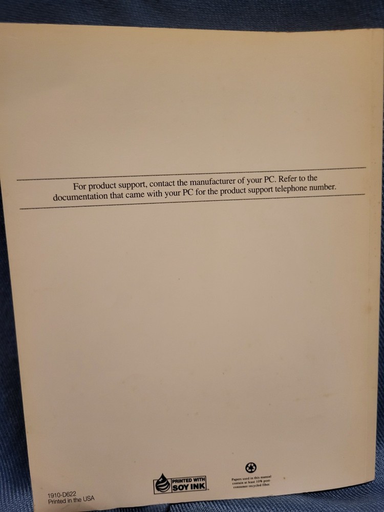 1994 Microsoft Ms-Dos 6.22 Operating System Concise Users Guide Manual