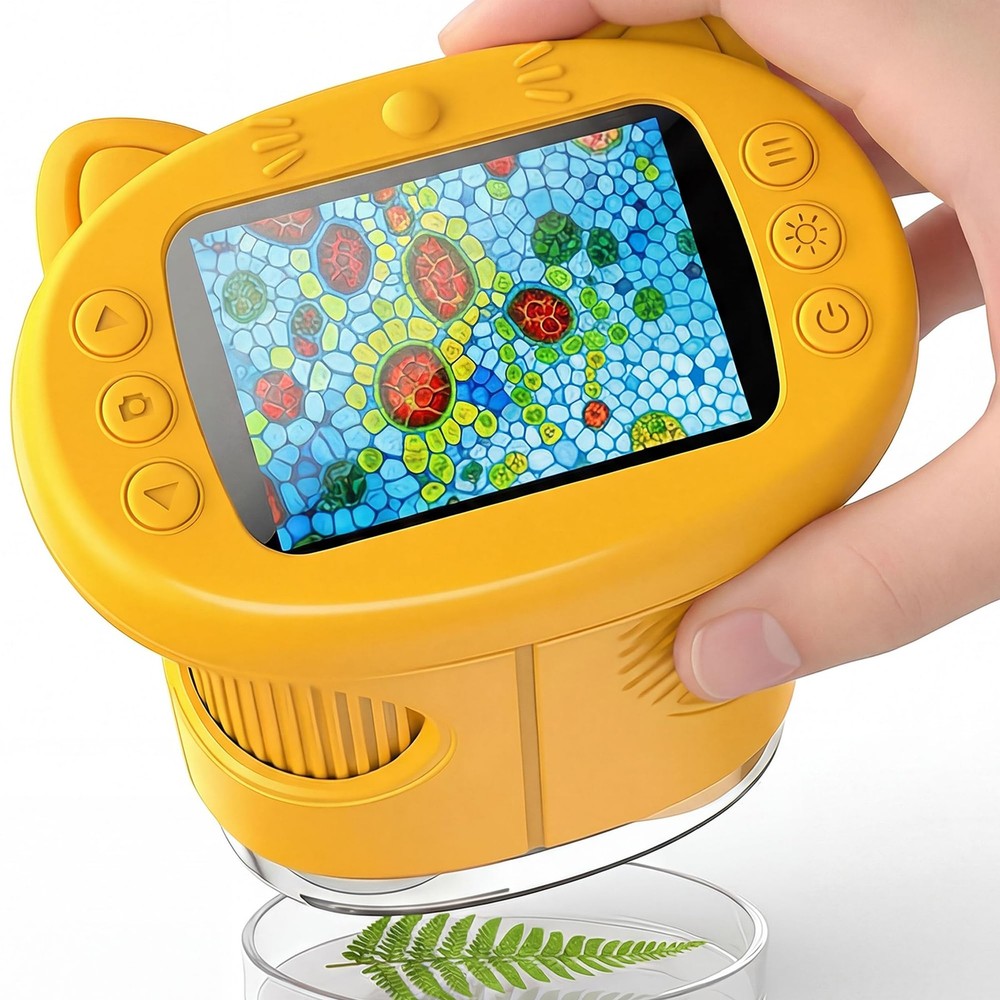 OAEBLLE Kids Microscope, 1000X Portable Mini Pocket Microscope with Yellow