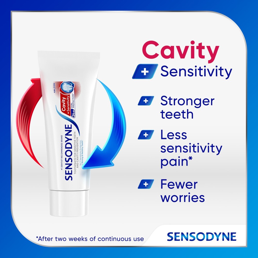 Sensodyne Cavity + Sensitivity Toothpaste, Fluoride Toothpaste for Sensitive...