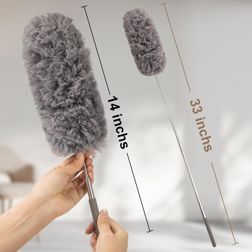 Microfiber Feather Duster Extendable Duster with 14"-33" Extra Stainless Steel P