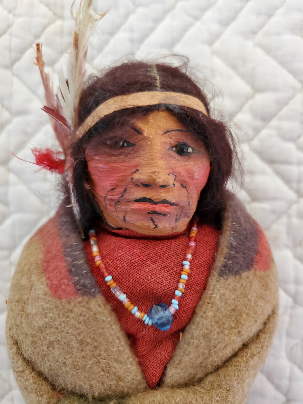 11" Early Mary Frances Woods Native American Indian Skookum Doll 1910-1920s