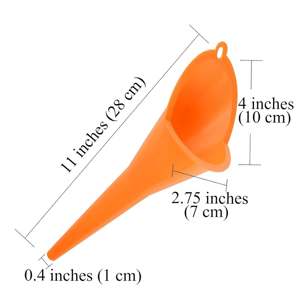 Multi-function long neck plastic funnel for liquids.