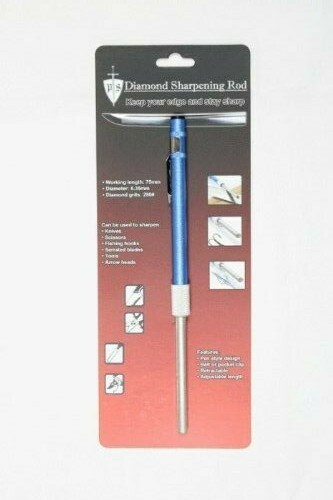 7 1/4" Fish Pen Style Sharpener Blue Handle