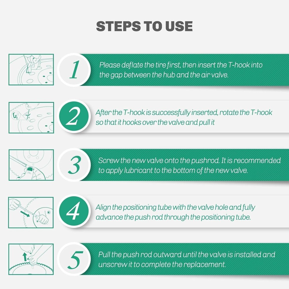 Tire Valve Stem Core Replacement Tool Kit with 4PCS TR413 Valve Stems