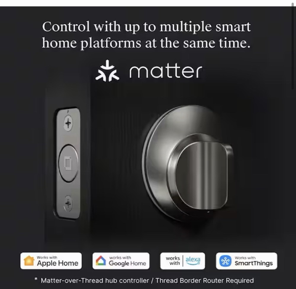 New! Level Lock (Matter) Matte Black Matter-Over-Thread Smart Lock