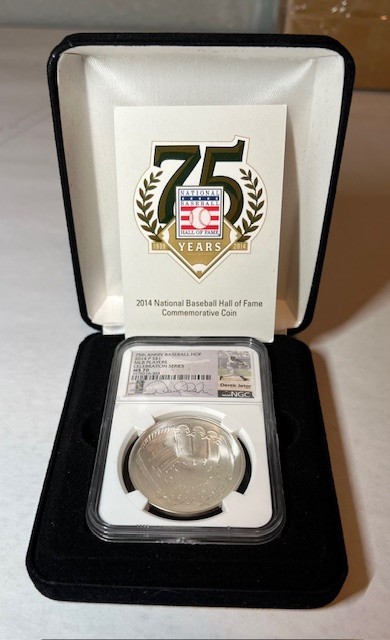 2014 BB HOF Silver Dollar – Derek Jeter signed – NGC MS70