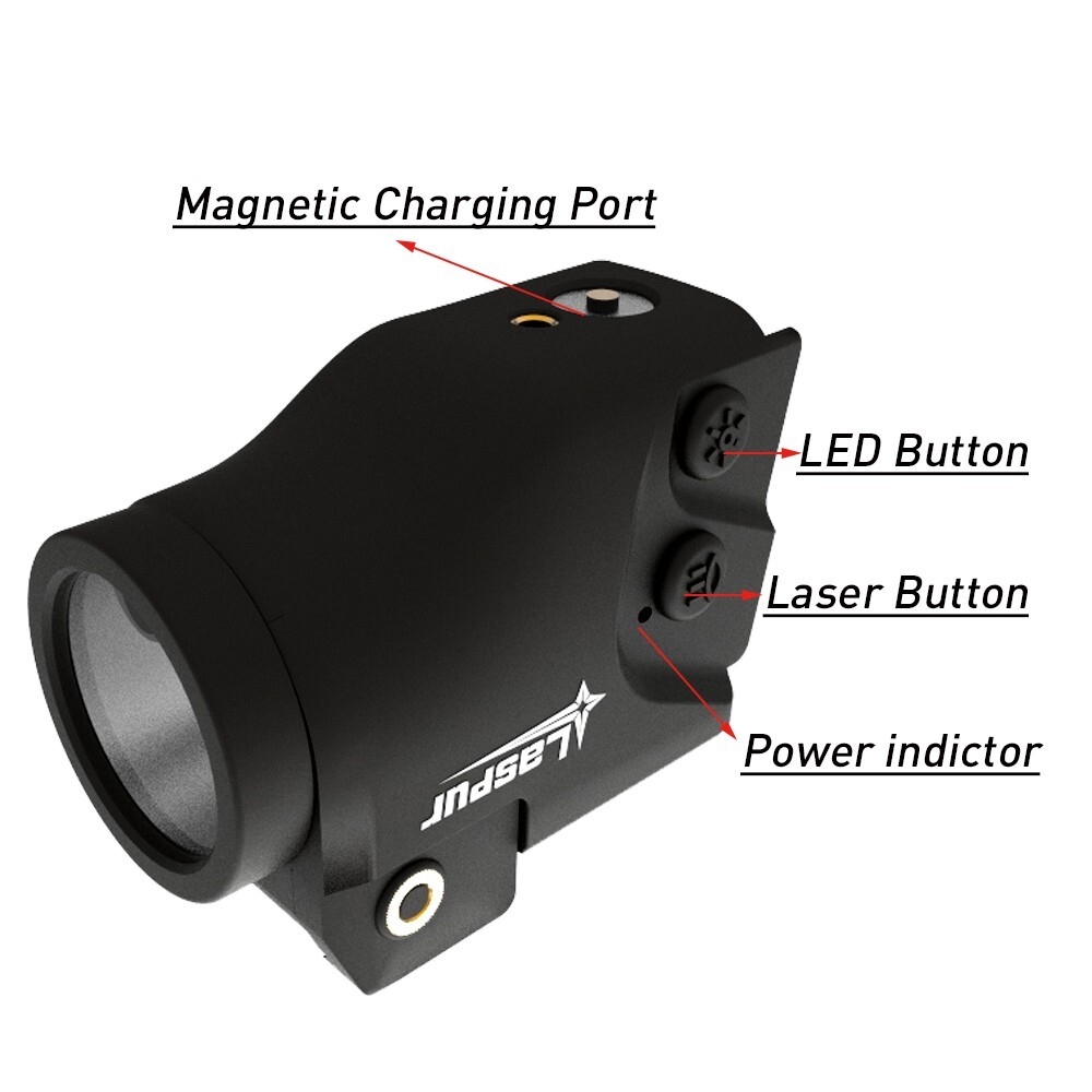 Laspur Sub Compact Green/Red Laser Sight & Flashlight Combo Rechargeable Battery