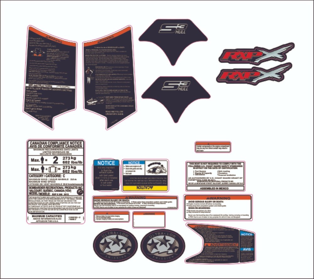 SEADOO RXP X 260 2015 Graphics / Decal / Sticker Kit