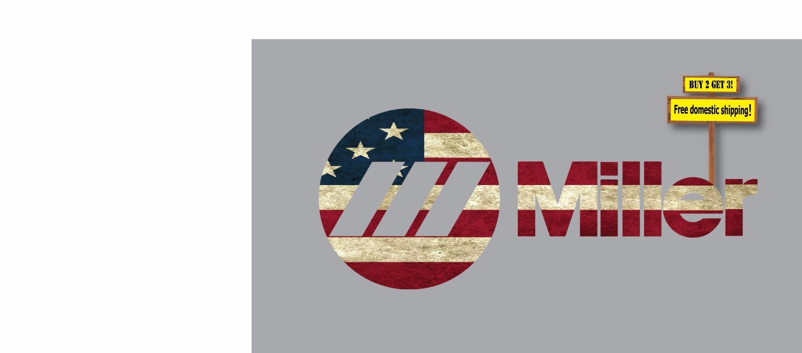 Miller Welding American Flag Imposed Sticker Decal Die Cut 5.25 x 13 p78