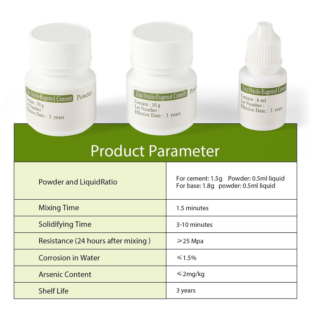 Dental Zinc Oxide Eugenol Cement Kit Button type chuck For Self-Curing Type III