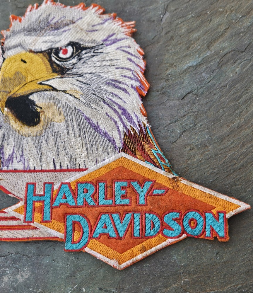 Rare Vintage Harley Davidson Patch Jacket Vest Bar & Shield Eagle Large 12"x10"