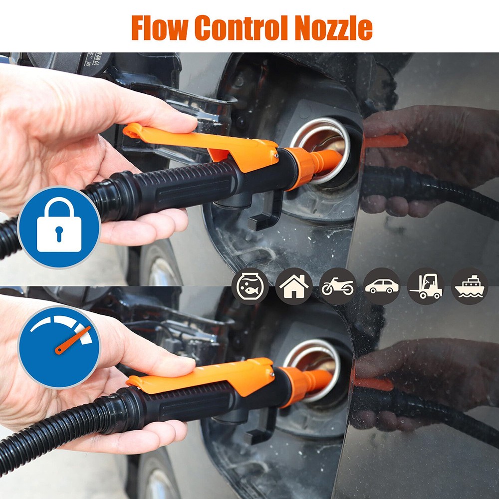 2.4 GPM Powered Battery Quick Liquid Fuel Transfer Pump with Flow Control Nozzle