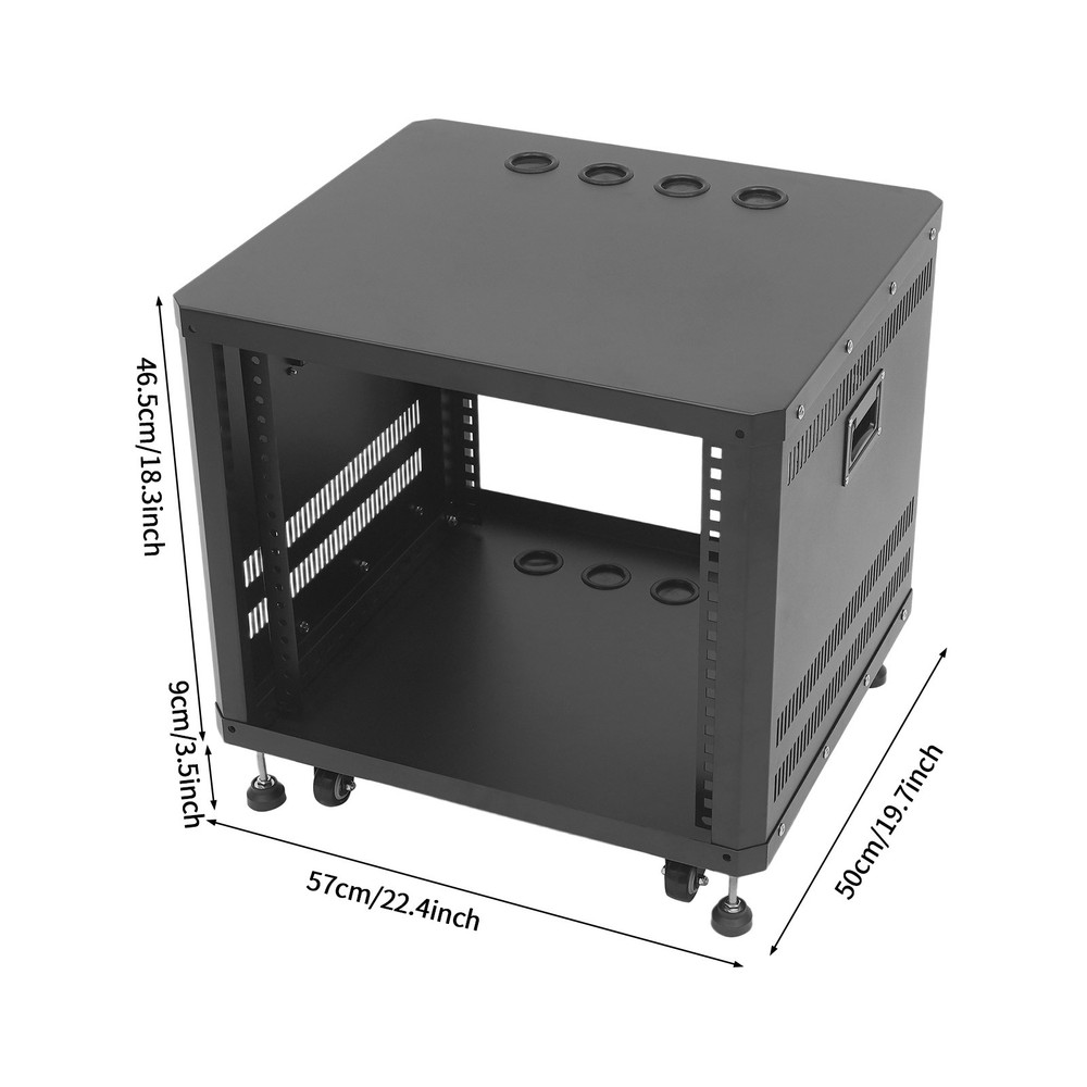 9U Audio Rack Stand Studio Rack Server Rack Audio Holder With Wheels ﻿Rectangle