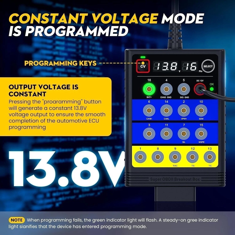 OBD2 Breakout Box 14V Programming Power Supply For BMW BENZ ECU CODING Voltage