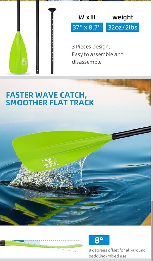 OCEANBROAD SUP Paddle Board 3 Pieces Adjustable green