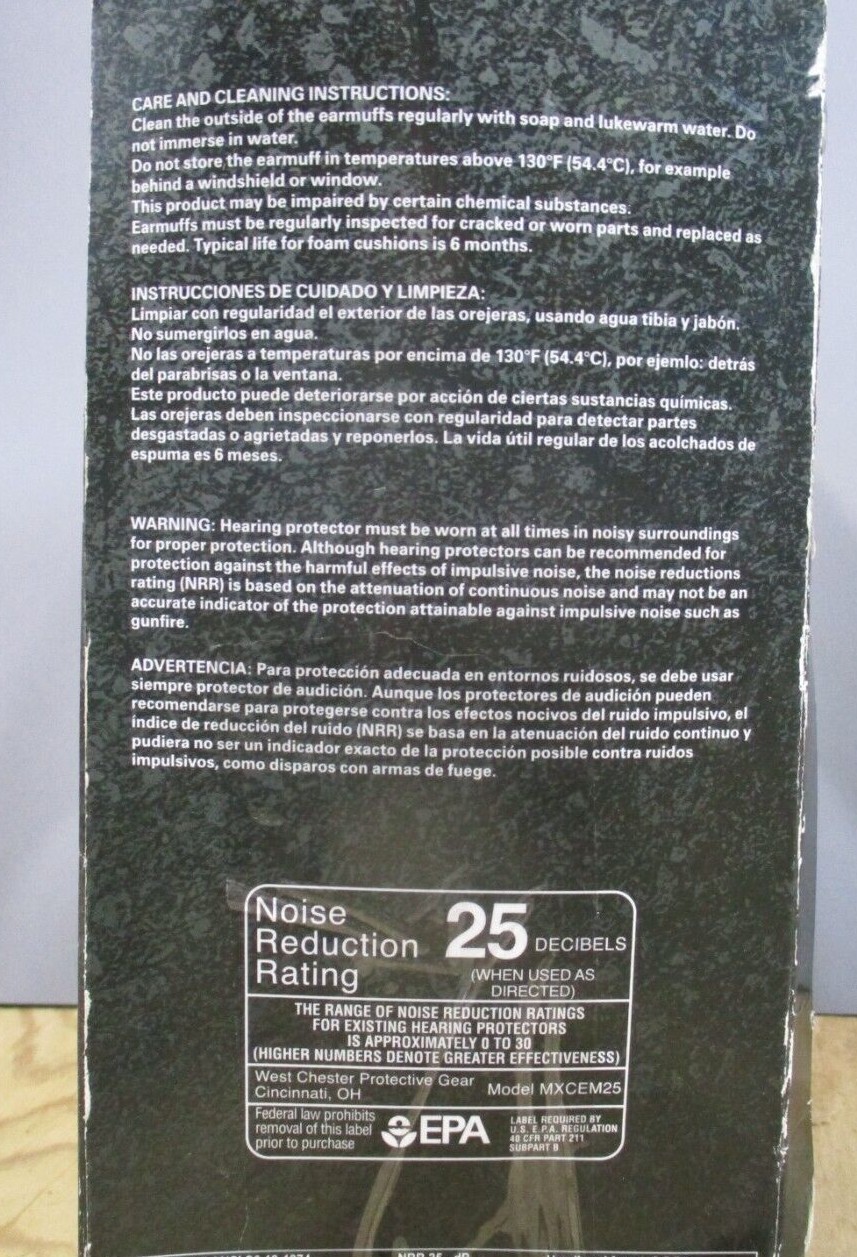 Cap Mounted Ear Muffs From Maximum Safety MXCEM25, Fits Most Hard Hats 25 dB NRR