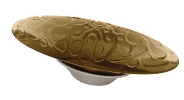 3-3/4" Water Colours Chocolate Scroll Pull Satin Nickel