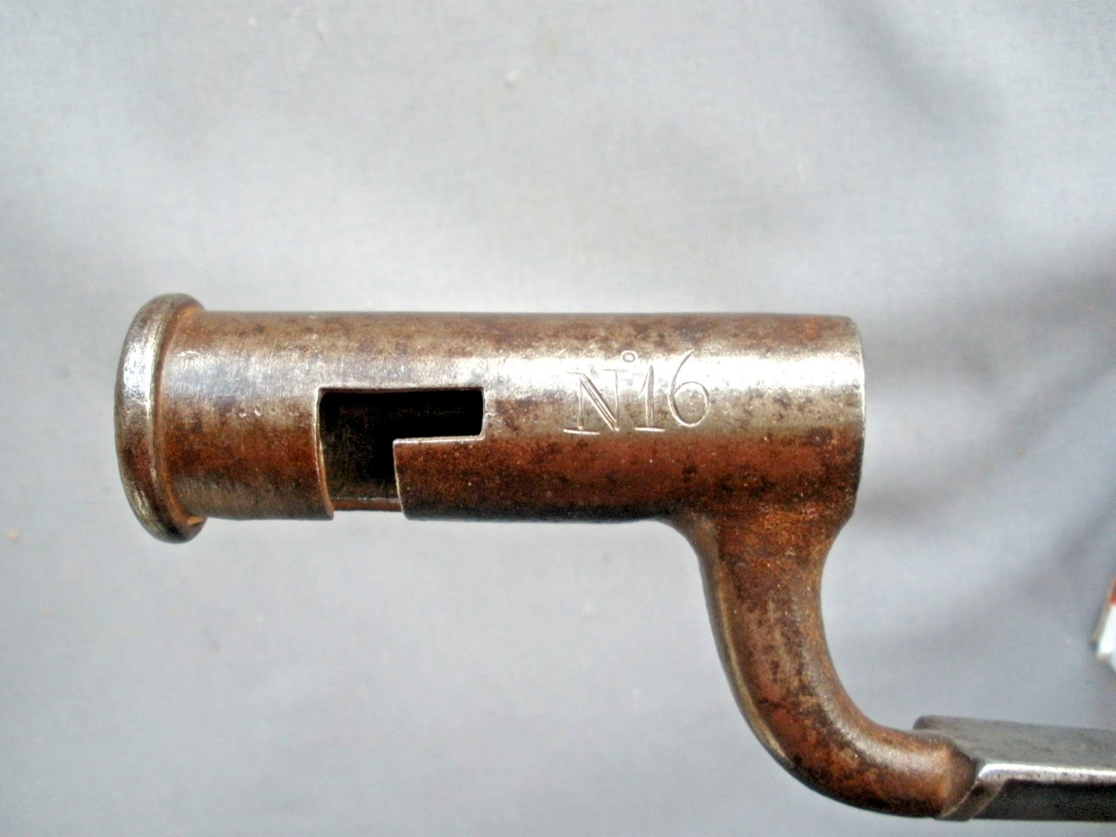 Brown Bess socket bayonet marked "KWA" (Ketland, Walker & Allport) engraved N 16