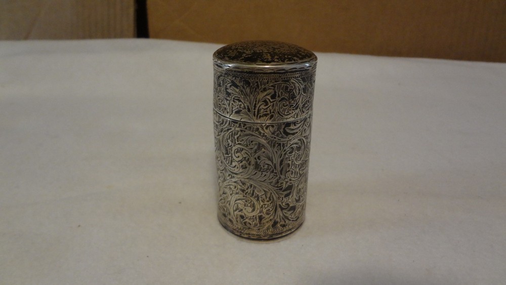 C. E. WILLIAMS BIRMINGHAM STERLING SILVER REPOUSSE PERFUME SCENT BOTTLE 1908