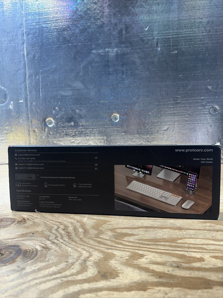 Backlit Bluetooth Keyboard/Mouse Combo - ProtoArc KM100-A WHITE SILVER