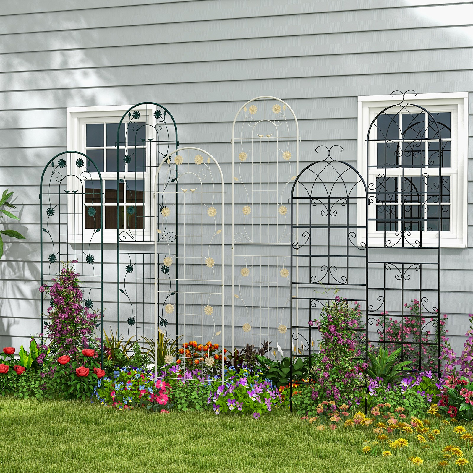 2 Pack 71" x 20" Metal Garden Trellis Rustproof Plant Support for Garden Yard