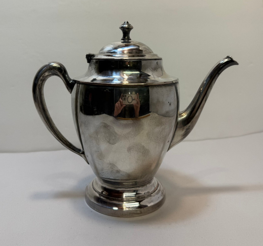 Vintage Silver On Copper Teapot Tea Kettle 8"