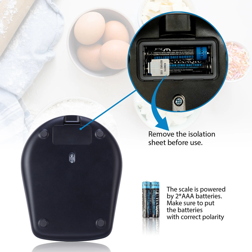 Waterproof Food Scale Digital Kitchen Scale Blue Backlit LCD Tare Function