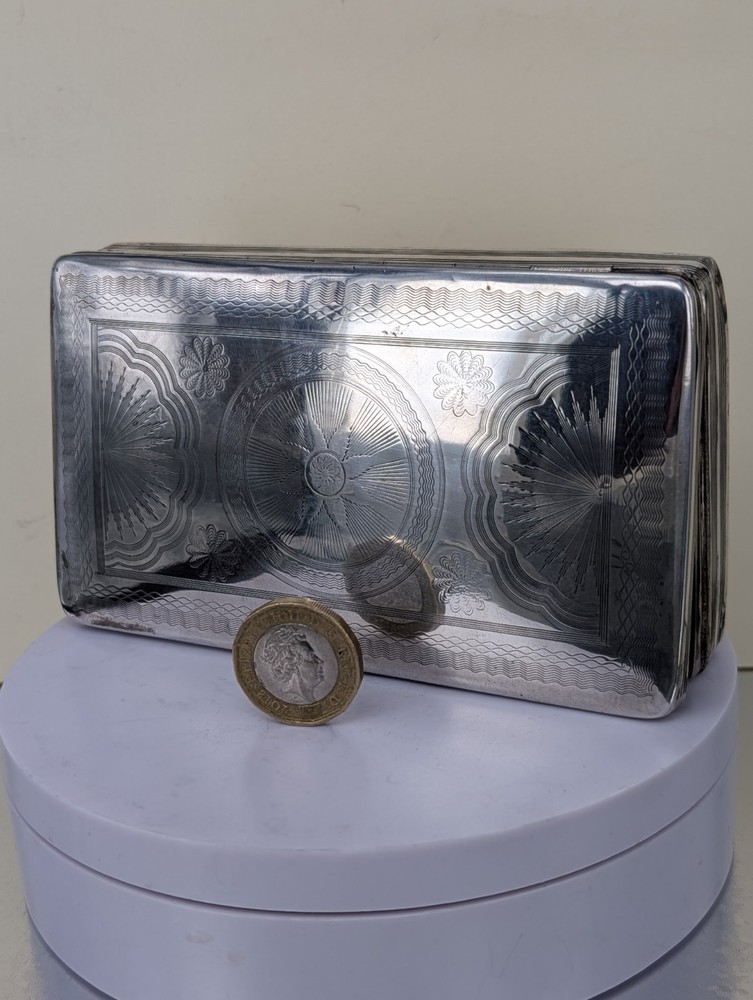 1867 Dutch large Solid Silver patterned Case by Voorschoten 13cms  by 7.5 cms