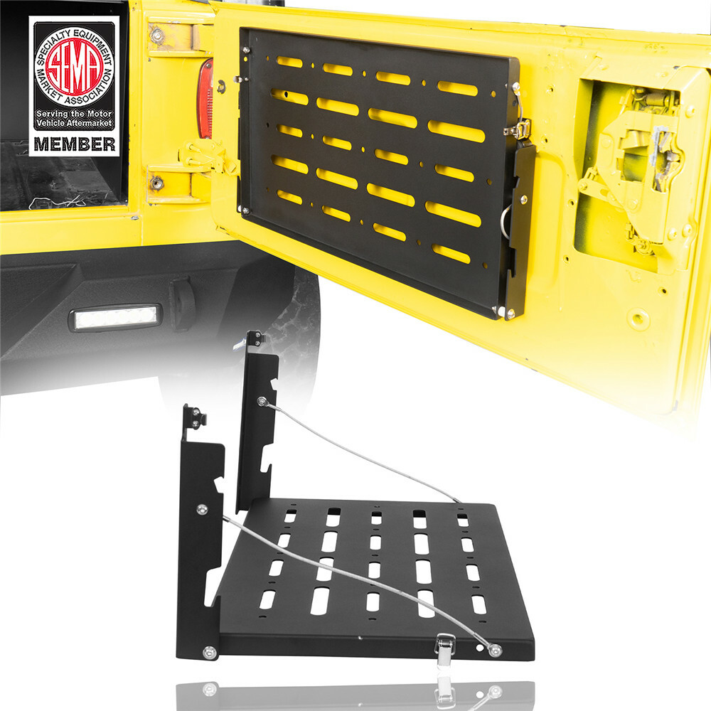 Black Steel Tailgate Table Foldable Cargo Shelf fit 1997-2006 Jeep Wrangler TJ