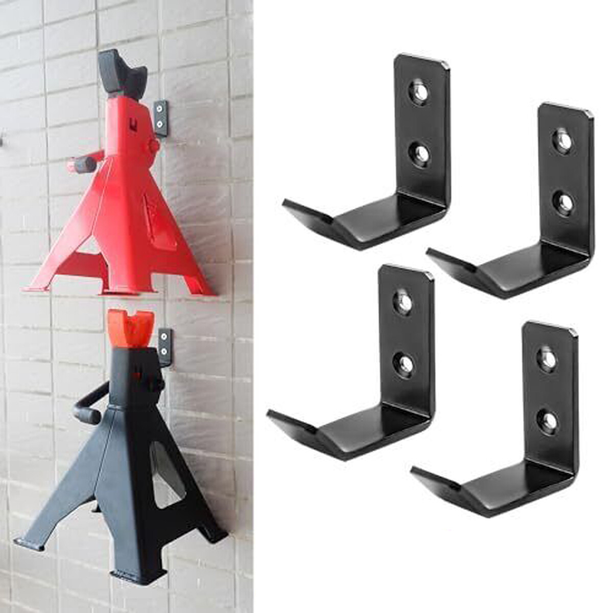 4PCS Jack Stands Wall Mount Organizer Heavy Duty Stainless Steel Holder Hooks