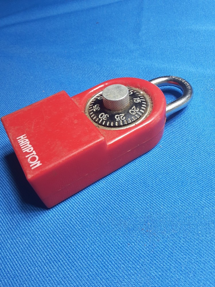 Hampton Dial Combination Lock - RED -Plus Secret Compartment Vtg 2” .X.
