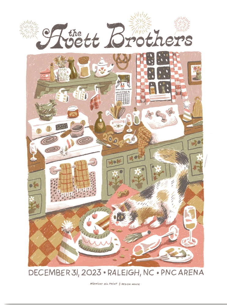 The Avett Brothers NEW YEARS EVE NYE RALEIGH NC 2023 AP VIP SHOW Poster SIGNED