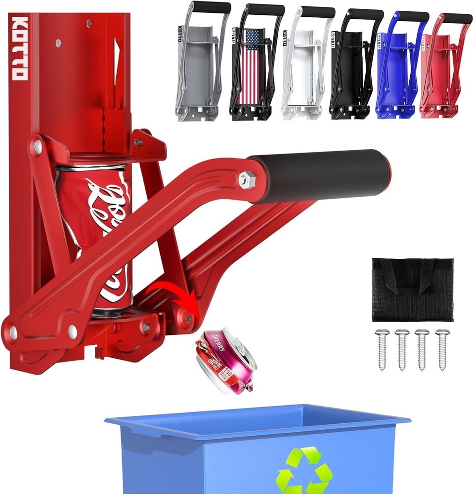 Can Crusher for Recycling Wall Mount Design with Convenient Auto Drop Feature